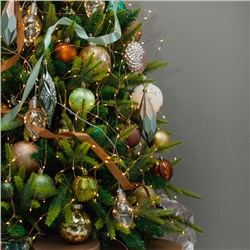 Гирлянда «Нить» 10 м роса, IP20, медная нить, 100 LED, свечение тёплое белое, 12 В