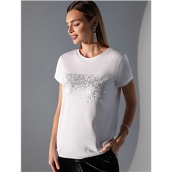 Нарядная футболка с принтом фольгой из премиального хлопка с эластаном