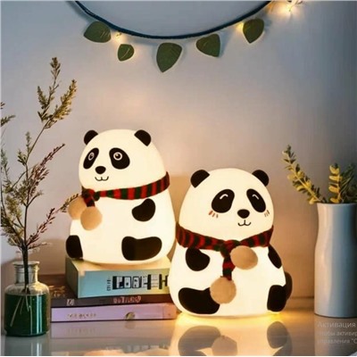 Ночник силиконовый сенсорный с таймером 30мин, Панда с шарфиком