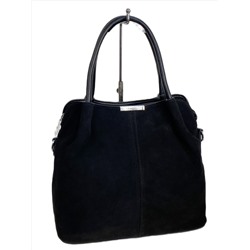 Женская сумка из искусственной кожи и натуральной замши, цвет черный