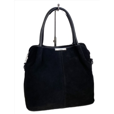 Женская сумка из искусственной кожи и натуральной замши, цвет черный