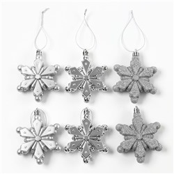 Ёлочные игрушки «Снежинки», серебряные