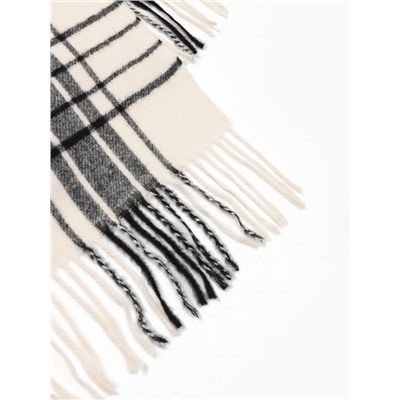 Плед с бахромой «Этель. Клетка», 130×160 см, молочный