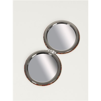 Зеркало складное «Орнамент», d=7.2 см, с увеличением х2, коричневое/оранжевое