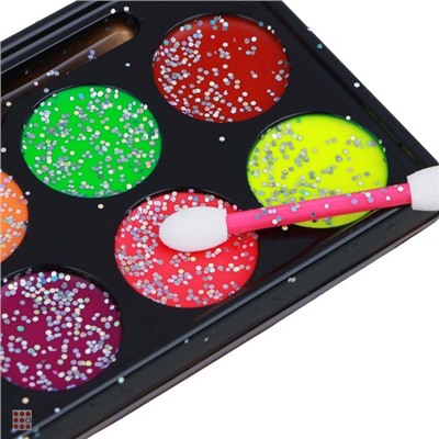 Набор грима, люминесцентный, 8цв., аппликатор, 19,5х17,5см, масляный грим