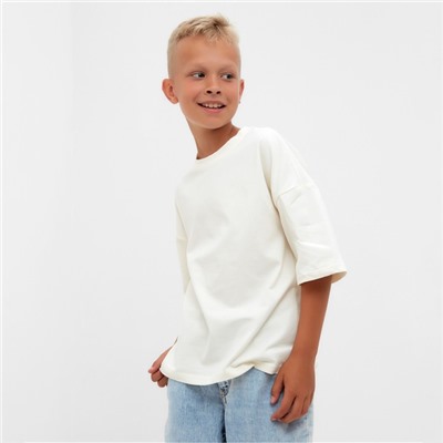 Футболка детская однотонная MINAKU: Basic line, бежевая, рост 98 см