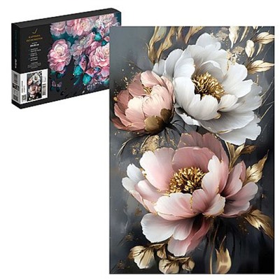 Картина по номерам 20х30 см "ПИОНЫ С ЗОЛОТОМ" живопись с красками и кистью 71244 Феникс