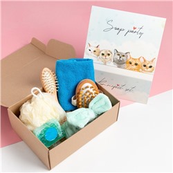 Набор подарочный «Этель» Soap party, полотенце, мочалка, расчёска