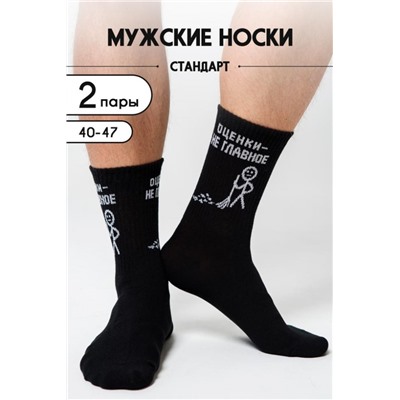 Носки мужские Оценки не главное (набор 2 пары) (Черный)