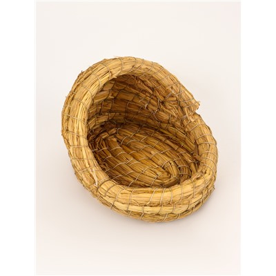 Гнездо для птиц плетёное, 15×10×10 см, полузакрытое, солома