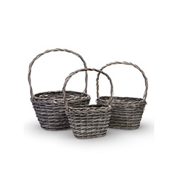 Корзина плетёная для хранения Penelope, ива, овальная, серая, набор 3 шт.
