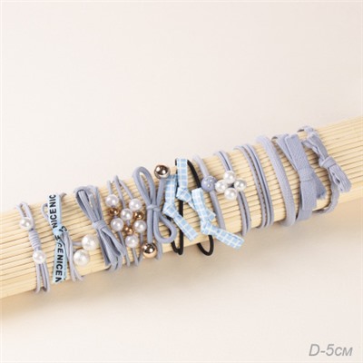 Резинка для волос набор 12 штук / YAN-24 /уп 1/серо-голубые