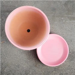 Горшок для цветов «Пудровый», 1.65 л, d=17 см, h=13 см, керамический, с поддоном, розовый