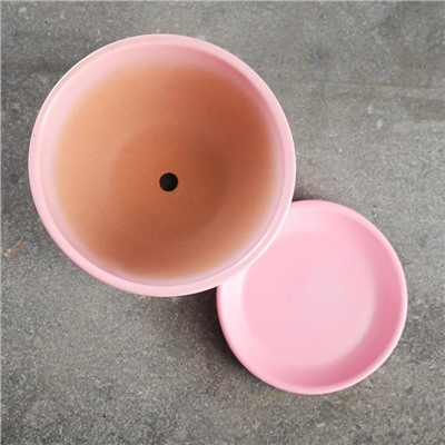 Горшок для цветов «Пудровый», 1.65 л, d=17 см, h=13 см, керамический, с поддоном, розовый