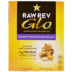 Raw Rev, Glo, хрустящее арахисовое масло и морская соль, 12 батончиков, 1,6 унции (46 г)