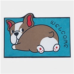 Коврик влаговпитывающий придверный «Доляна. Бульдог», без окантовки, 38×57 см, синий