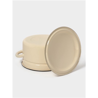 Кастрюля эмалированная, 5 л, d=23.5 см, с крышкой, цилиндрическая, цвет слоновой кости