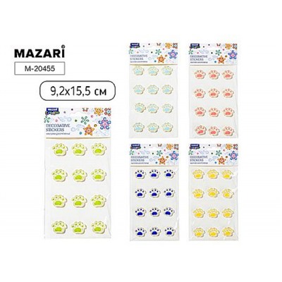Декоративные наклейки 9,2х15,5 см "ЛАПКИ" 5 дизайнов M-20455 Mazari