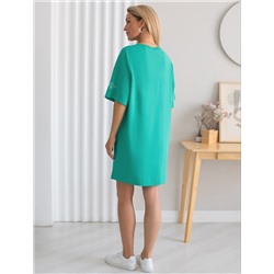 Платье из премиального хлопка с вышивкой на рукаве