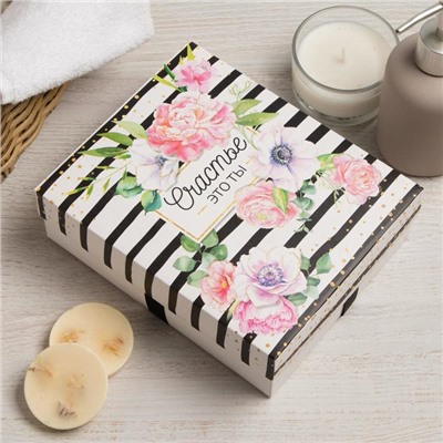 Салфетки махровые «Этель. Счастье это ты», 5 шт., 30×30 см, хлопок 100%, зелёные/розовые