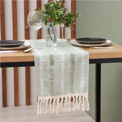 Дорожка на стол «Этель» 30×180 см, зелёная