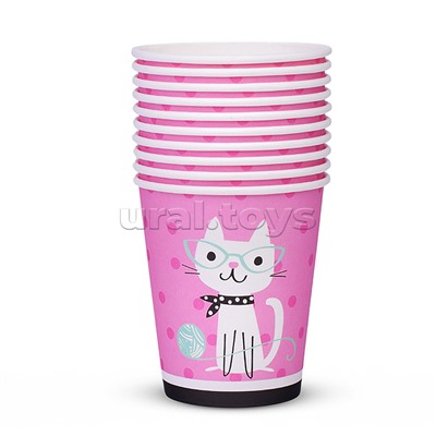 Набор посуды одноразовой "Гламурный кот" стаканы (10 шт)