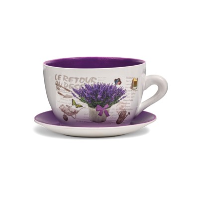 Декоративный горшок для цветов «Чашка блум», 2.2 л, 19×24×12 см, керамический, Greengo