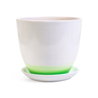 Горшок для цветов «Азия», 5 л, d=22 см, h=19.5 см, с поддоном, керамика, белый