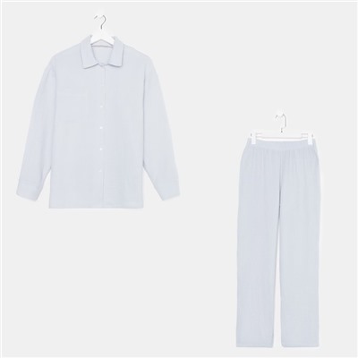 Пижама женская (рубашка, брюки) KAFTAN Basic, размер 52-54, серо-голубая