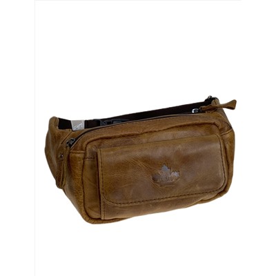 Мужская сумка на пояс из натуральной кожи, цвет коричневый
