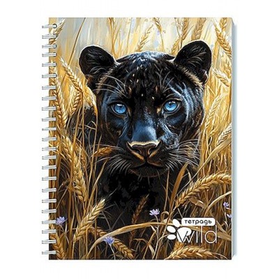 Тетрадь  48л  клетка на спирали "Черная пантера" блестки С0245-137 КТС-ПРО