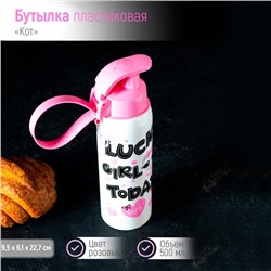Бутылка для воды пластиковая «Кот», 500 мл, белое