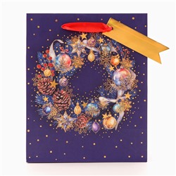 Пакет подарочный новогодний ламинированный «Праздничный венок», 18×22.3×10 см