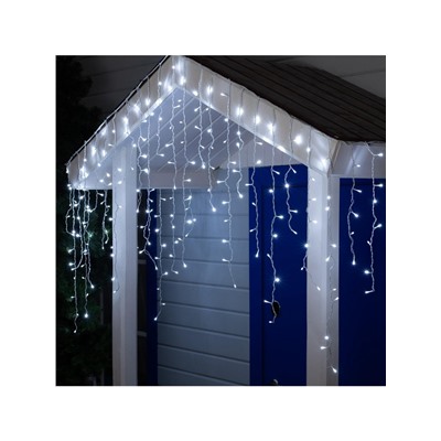 Гирлянда «Бахрома» 3×0.9 м, IP44, УМС, белая нить, 232 LED, свечение белое, 220 В