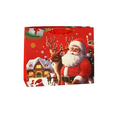 Пакет подарочный Новый год 32х26х11 / 1655-2 /уп 12/480/210г/м2 микс