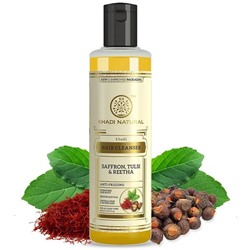 Khadi Natural Шампунь с Шафраном, Тулси и экстрактом Плодов Мыльного Дерева 210 мл