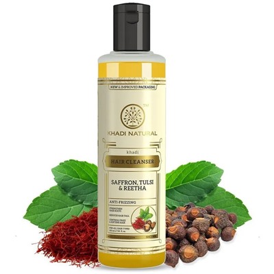 Khadi Natural Шампунь с Шафраном, Тулси и экстрактом Плодов Мыльного Дерева 210 мл