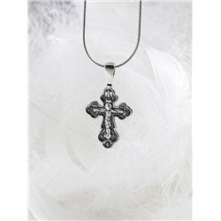 Крест православный из чернёного серебра - Спаси и сохрани 3,2 см 925 пробы 3-553чч