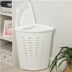УЦЕНКА Корзина для белья с крышкой 45 л 38×38×56 см угловая, цвет белый