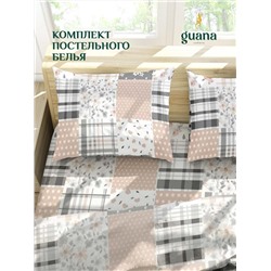 КПБ полисатин пэчворк серый