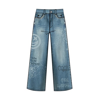 Брюки текстильные джинсовые утепленные для девочек