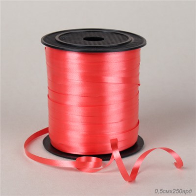 Лента декоративная 0,5см х 250 ярд / ZH24-002red /уп 100/красная
