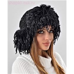 Букле пайетка страус корот.уши Ушанка флис (56-58)
