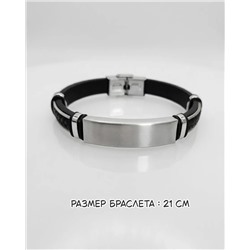 Браслет из стали на кожаном ремешке