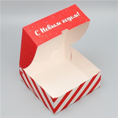 Коробка подарочная новогодняя складная «С Новым годом!», 25×25×10 см