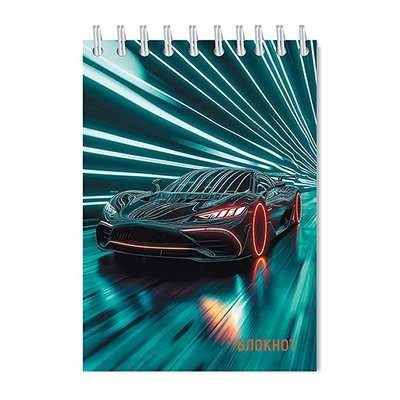 Блокнот А6 кл.48л. картон, блестки "Авто" на гребне