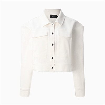 Рубашка женская укороченная с разрезами MIST: Denim, размер 48, белая