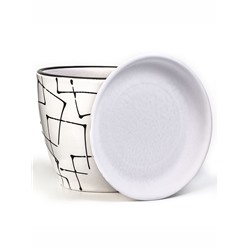 Горшок для цветов «Иллюзия», керамический, с поддоном, 1 л, белый с геометрическим орнаментом