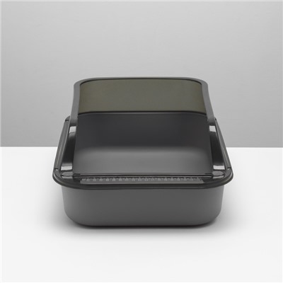 Туалет с прозрачными бортами с совком и фильтром, 40×28×16 см, серый