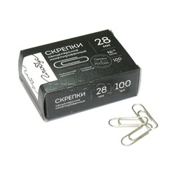 Скрепки канцелярские "Quality" L28 мм 100 шт., карт.упаковка,никелированные